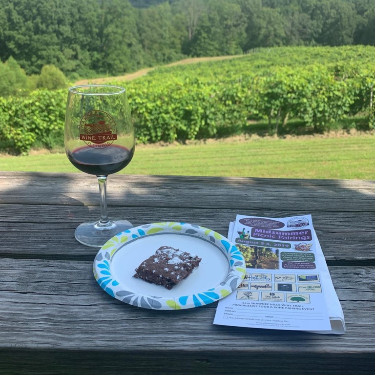 Brownie and wine
